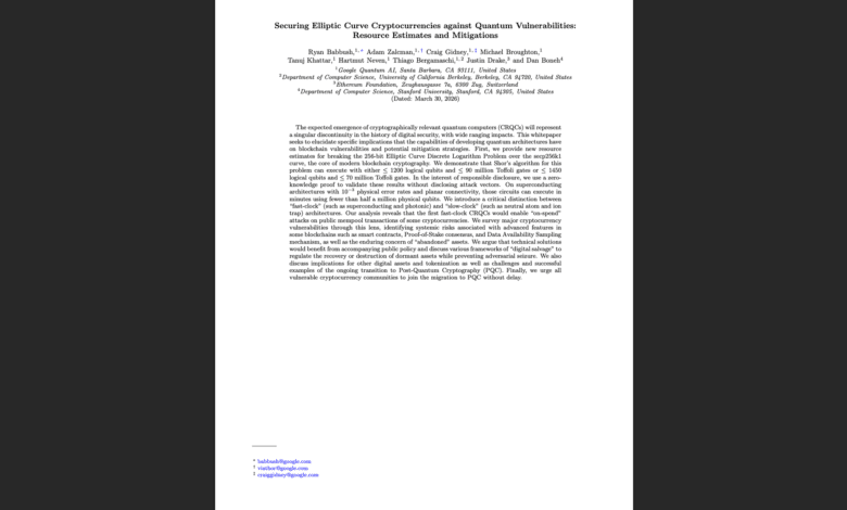 Elliptic Curve Cryptocurrencies Quantum Google